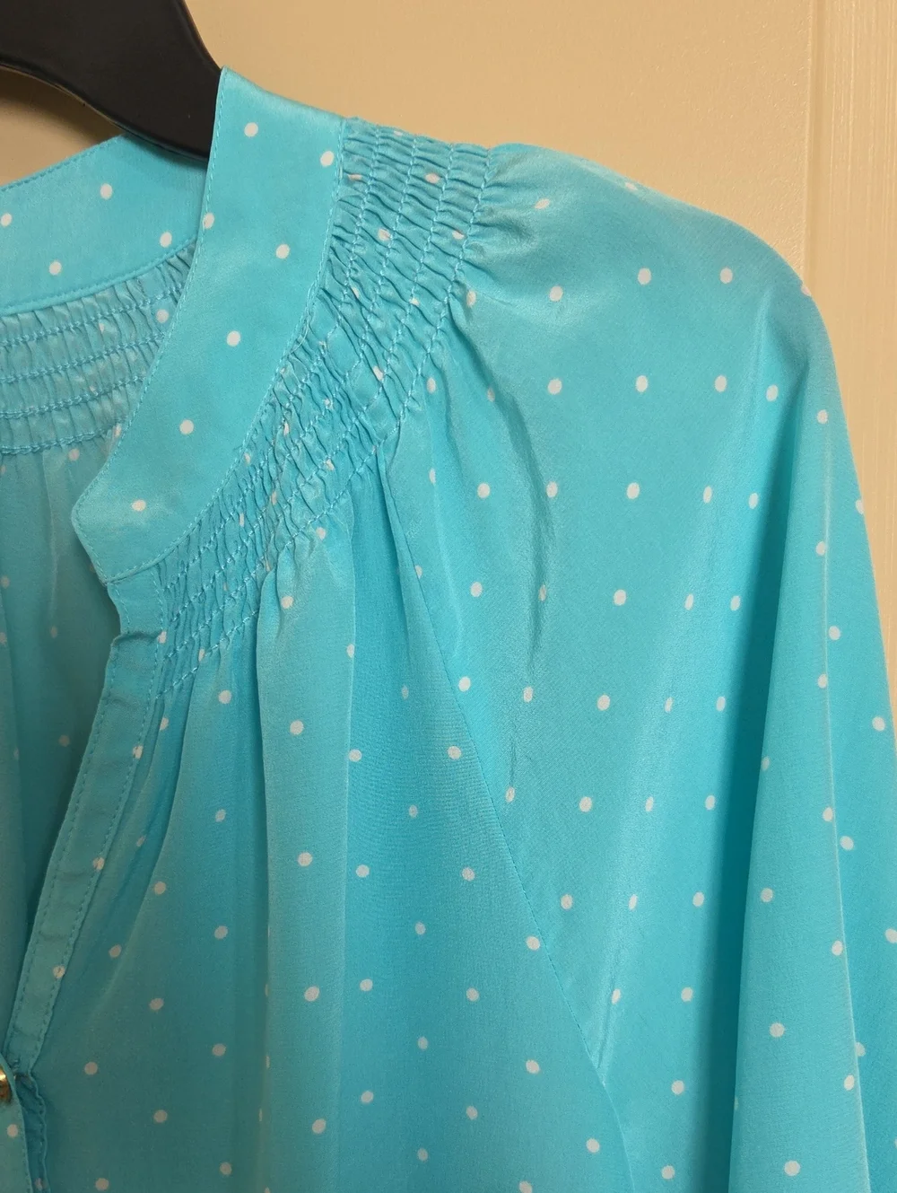 Lilly Pulitzer Light Blue Polka Dot Long-Sleeve Women's Blouse